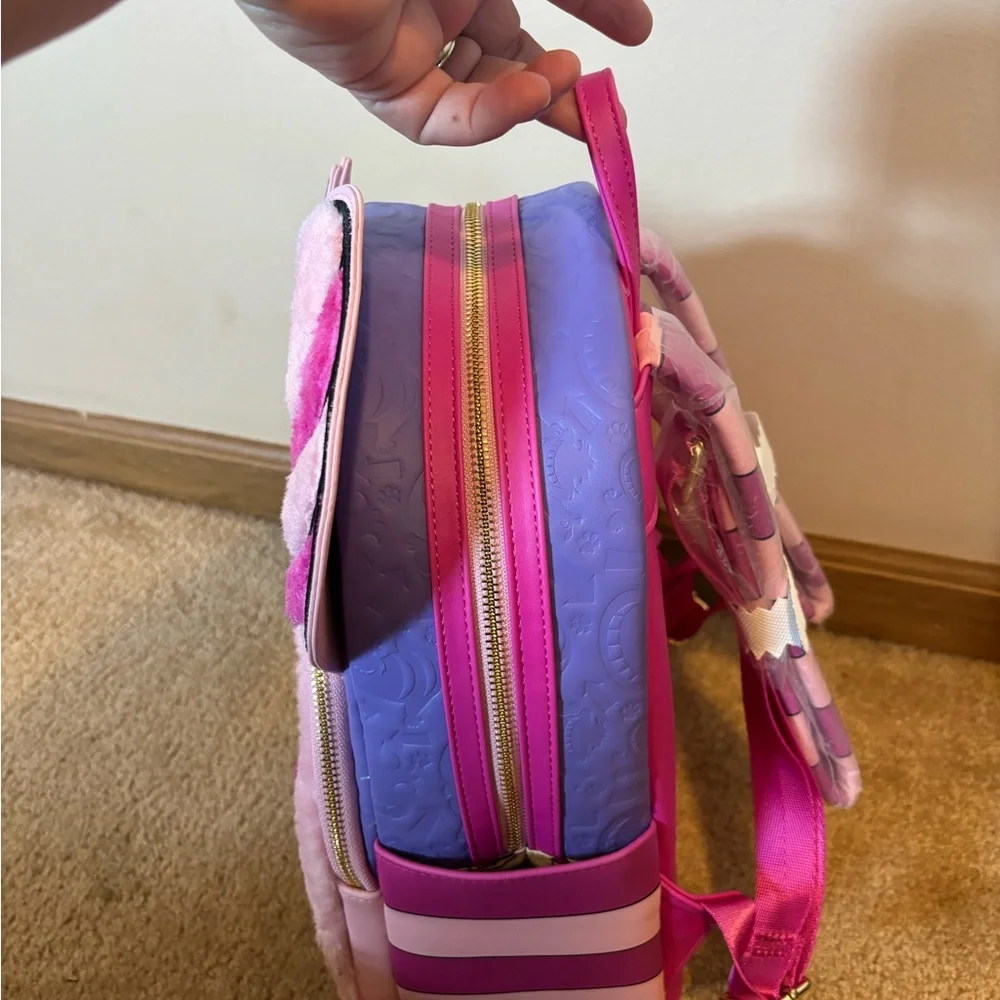 Disney Alice In Wonderland Loungefly Fuzzy Cheshire Mini Backpack - Picture 10 of 11